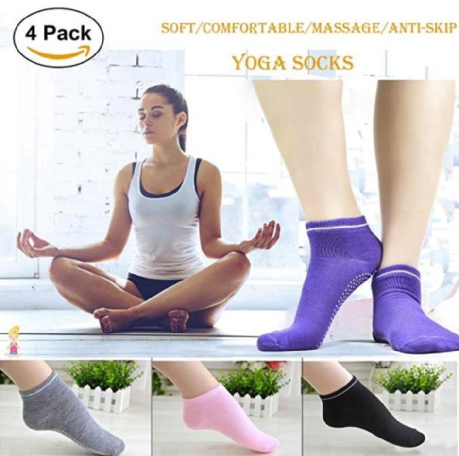 4 Pairs Yoga Socks For Women Pilates Socks Non Slip Grip Socks For Pilates  Ballet Barefoot Workout