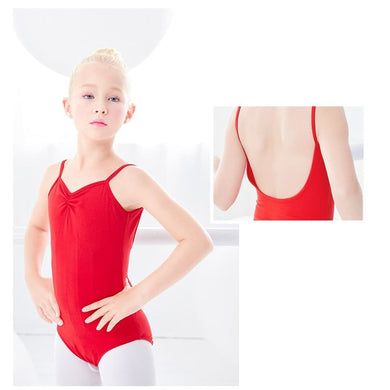 Ballet Red Leotards Girl Kids Teens Ballerina Gymnastics Comfy Cotton Dance Bodysuit