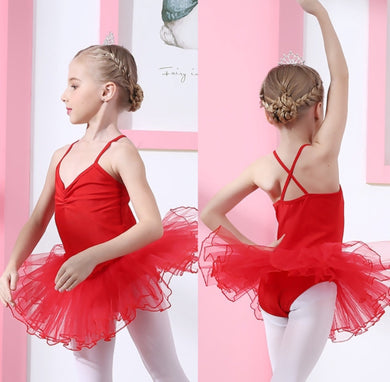 Ballet Tutu Dress V-Neck Ballerina Leotard Dancing Dresses