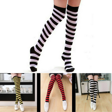 Kids Adult Stripe Knee high Socks Cosplay Costume Socks