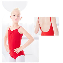 Load image into Gallery viewer, Ballet Red Leotards Girl Kids Teens Ballerina Gymnastics Comfy Cotton Dance Bodysuit