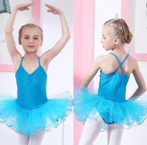 Ballet Tutu Dress V-Neck Ballerina Leotard Dancing Dresses