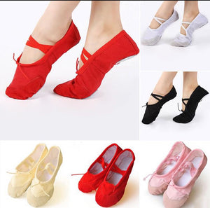 Ballet Ballerina Leather Top Shoe Gymnastics Canvas Dance Shoes