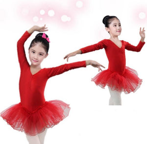 Long Sleeve Ballet Gymanstics Dress Tutu leotard