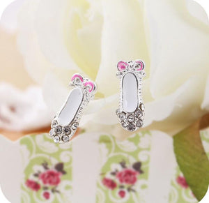 Ballet Lovely Earrings Cute Ballet Shoes Bowknot Earrings Stud