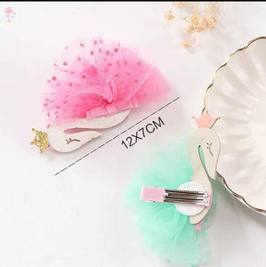 2pc Ballerina Hair clips Baby Girls Lace Swan Hair Buckle Hairpin