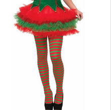 Load image into Gallery viewer, Ladies Red Green Stripes Elf Tights Christmas Knee Socks Costumes