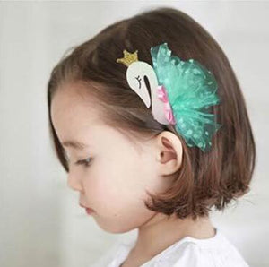 2pc Ballerina Hair clips Baby Girls Lace Swan Hair Buckle Hairpin Headdress