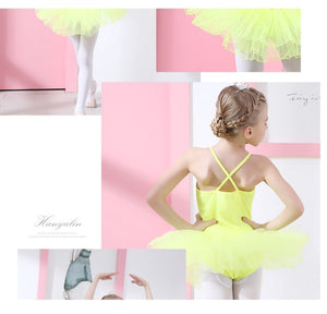 Ballet Tutu Dress V-Neck Ballerina Leotard Dancing Dresses