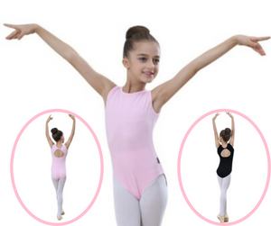 Girl Kids Ballet Leotard Black Pink Bodysuit Romper