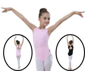 Girl Kids Ballet Leotard Black Pink Bodysuit Romper